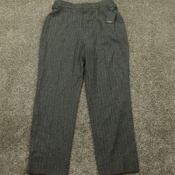 BILLY REID womens 6 Tuxedo Trouser Grey Herringbone Virgin Wool Silk dress Pants - Picture 1 of 16